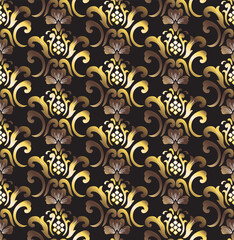 Classic Damask color gradient seamless pattern design.