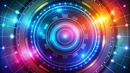 Obraz premium Circle Pattern Geometric Shape Abstract Technology Futuristic HUD Vector Design for Modern Digital Media Backgrounds