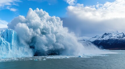 Obraz premium A large ice block is breaking apart in the ocean
