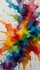 Fototapeta premium Abstract Watercolor Art – Splashes of Bright Paint on Clean White Background