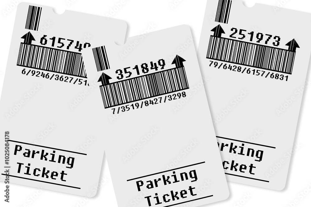 Fototapete Ticket for parking area concept image - Bar code and code number
