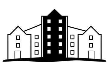 Apartment Building Silhouettes vector | vector silhouette illustration on white background