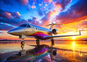 Closeup of Luxury Business Jet Airplane Parked for VIP Travel - Premium Transportation and Tourism Concept in 3D