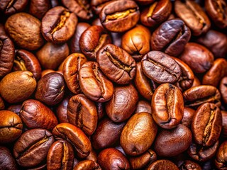 Obraz premium Closeup of Roasted Coffee Beans Displaying Rich Color and Texture for Coffee Lovers and Enthusiasts to Admire and