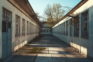 Empty sleeping quarters in military barracks