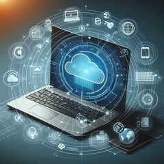 Cloud Computing and Data Integration on a Laptop Screen