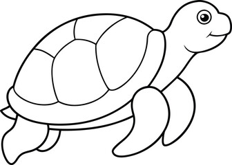 A cute sea turtle vector icon.Outline vector icon isolated on white background sea turtle. Black and white turtle for coloring pages.