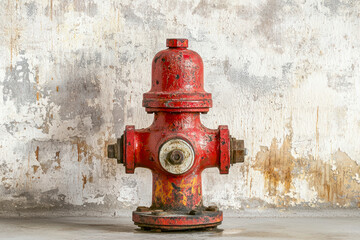 Fototapeta premium Classic red fire hydrant on white.