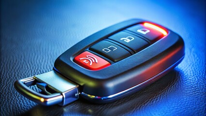 Close Up Remote Key Control Unlocking Car with Sign Icon for Security and Convenience in Business and Daily