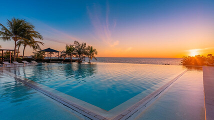 Serene Infinity Pool Overlooking Ocean at Sunset