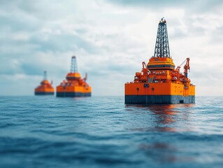 Fototapeta premium Robotics-enabled ocean drilling rigs, automating pipe handling and drilling operations for enhanced efficiency