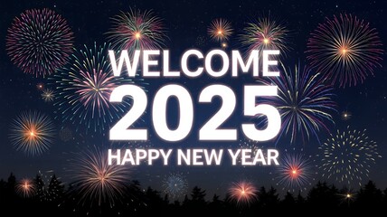 Celebrate 2025 with Colorful Fireworks and Bright Stars