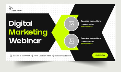 Webinar banner template design, digital marketing webinar banner design, daily marketing conference banner, fully editable vector eps 10 file format