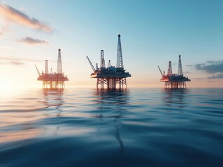 Fototapeta premium Future ocean drilling rigs with real-time remote monitoring, allowing for safe offshore drilling from onshore locations