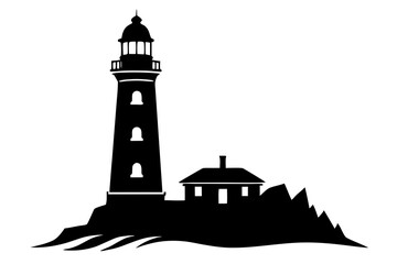 Lighthouse Silhouettes vector | vector silhouette illustration on white background