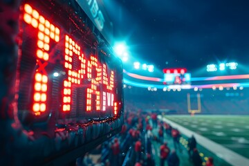 Illuminated Scoreboard at a Nighttime Football Game