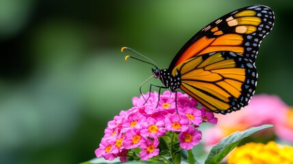 Monarch Butterfly on Colorful Flower