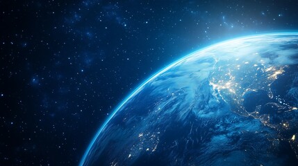 Fototapeta premium Earth viewed from space against a black background