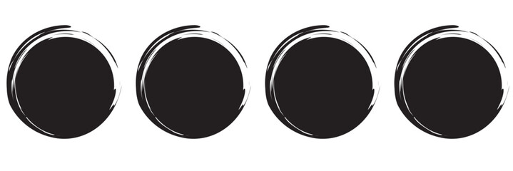 black grunge round shapes,  Brush strokes frames elements, Vector isolated on white background.