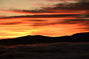 sunset over the mountain