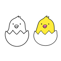 Chick vector illustration coloring book for kids 