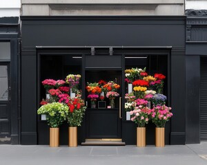 Steampunk floral shop exterior with brass elements, Victorian decor, and bold industrial accents, Flower Shop, Steampunk Floral