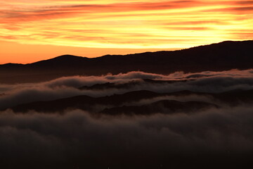 sunset over the mountains