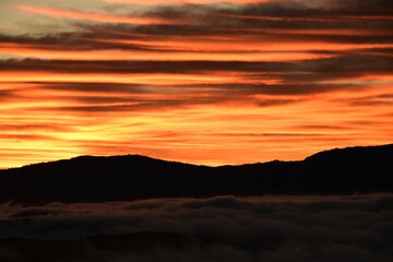sunset in the mountains