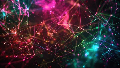 Abstract Network of Interconnected Glowing Lines and Dots