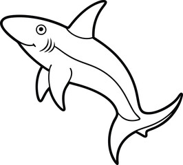 A Shark vector art line art drawing of shark sea fish underwater outline vector minimalist illustration. Sharks in doodle style. Hand drawn vector art.