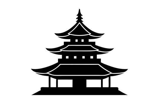 recommend clip art: Japanese pagoda | vector silhouette illustration on white background