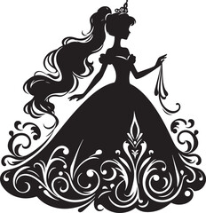 princess silhouette vector. Beautiful princess