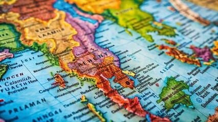 Naklejka premium Colorful State Map of Thailand Highlighting Capitals and Regions for Travel and Educational Purposes