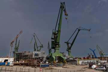 A view of the shipyard cranes in Gdansk