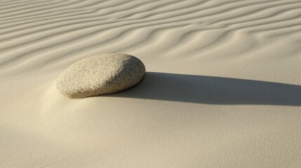 Obraz premium A lone sand ripple pattern on a flat desert surface, with the subtle texture and shadows providing minimalist detail