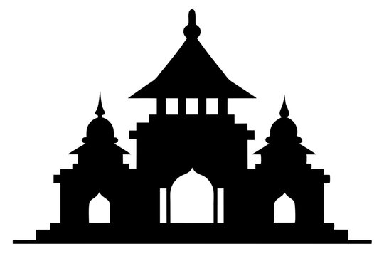 black silhouette temple building on white background clip art preview