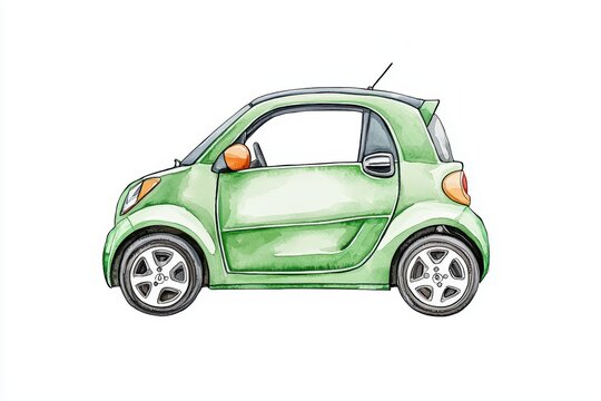 green watercolor car on white background clip art preview