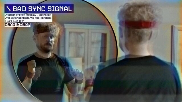 Bad Sync Signal Procedural Motion Effect: VHS, VCR, Retro CRT, Old TV Filter