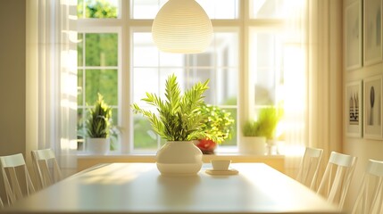 38. A bright dining area with a centerpiece of natural deterrents