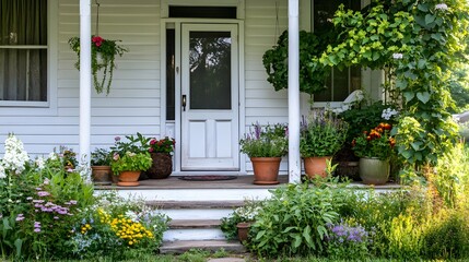 Obraz premium 45. A peaceful front porch with natural pest control methods displayed
