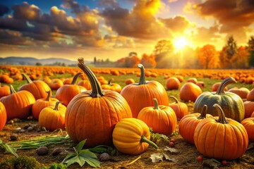Cute Pumpkin Patch Clipart for Autumn Decor, Halloween Crafts, and Seasonal Invitations - High Quality Graphics for