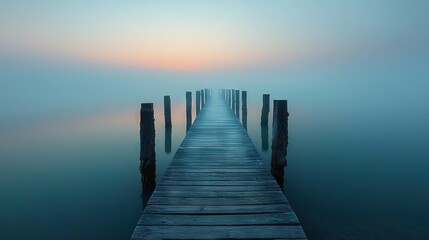 Obraz premium A wooden dock, illuminated by a fiery sunset sky