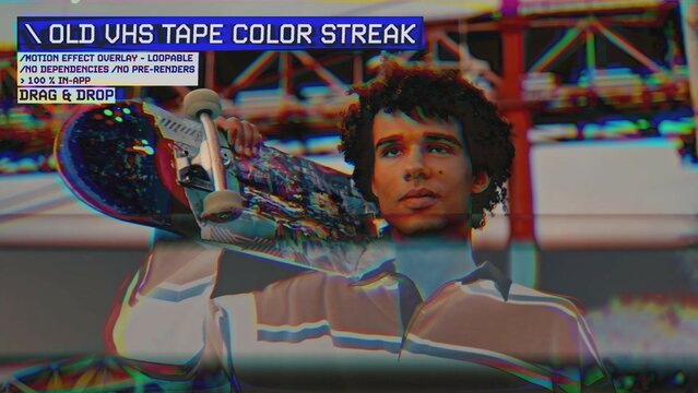 Old VHS Tape Color Streak Procedural Motion Effect: VHS, VCR, Retro CRT, Old TV Filter