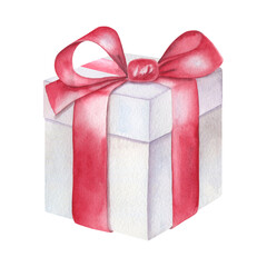 A gift box. Watercolor illustration.
