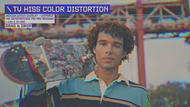 TV Hiss Color Distortion Procedural Motion Effect: VHS, VCR, Retro CRT, Old TV Filter