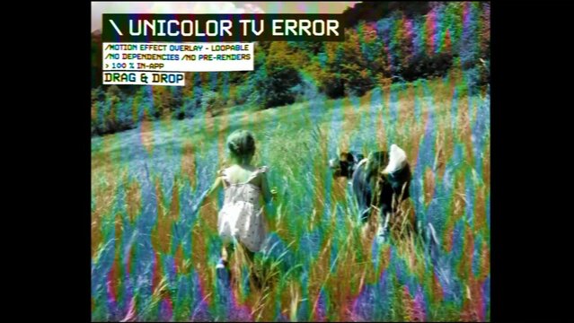 Unicolor TV RGB Error Procedural Motion Effect: VHS, VCR, Retro CRT, Old TV Filter