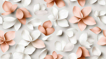 Delicate and elegant, this minimalist design features soft pink and white lotus flowers scattered across light background, creating serene and calming atmosphere