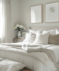 bedroom interior with modern bed and decorations