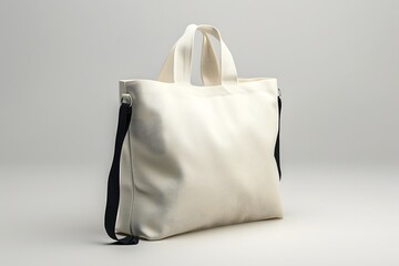 Elegant White Tote Bag with Black Straps for Stylish Carrying