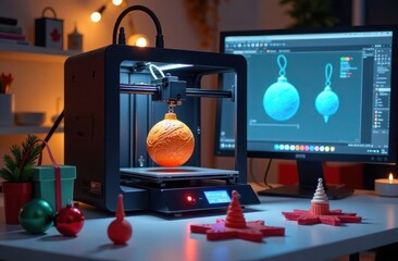 3D printer creating customized holiday ornaments